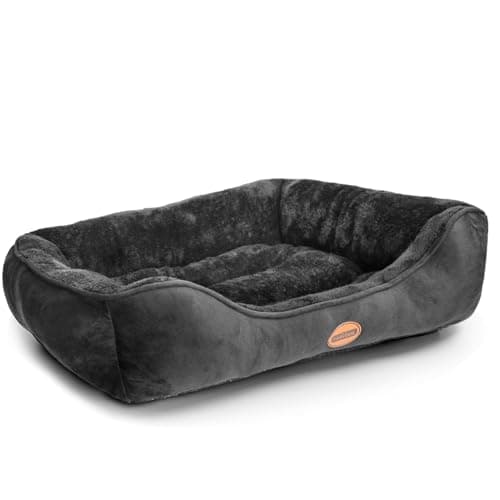 Nobleza Cama Perro Grandes, Cama para Perro Lavable, Cama de Perros Medianos Antideslizantes con Relleno de Fibras Super Suave, Cama para Mascotas Pequeños, Negro, XL, 87 * 77cm