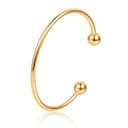 Kritz Pulsera Rigida Redonda Regulable Chapado Oro para Mujeres - Brazalete Muñequero Abierta Bangle Fino Apilable de Acero Inoxidable - Joyería Regalos Chicas (C 2mm Bolas Oro) - 1