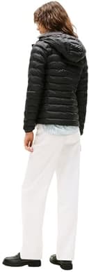 Tommy Hilfiger Donna Piumino Padded Global Stripe Jacket con Cappuccio, Nero (Black), XL - 2