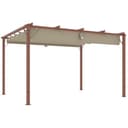 Outsunny Gazebo Pergola 3x4 m con Tetto Scorrevole, Picchetti e Viti, Pergolato da Giardino in Poliestere 180g/㎡ e Alluminio, UV30+, per Patio, Terrazzo, Balcone, Veranda e Esterno, Color Legno - 1