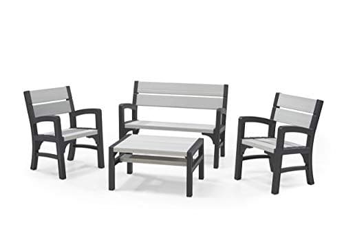 Keter 17205049 Wood Look Finish 4 Seater Lounge Set - Soft Grey