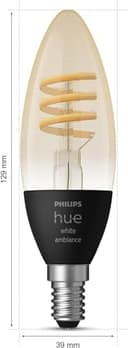 Philips Hue Filament Candle 2 Pack White Ambiance LED Smart Light Bulb [E14 Small Edison Screw] 4.9W for Indoor Home Lighting. Bedroom, Livingroom and Dining. - 7
