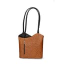 Damentasche mit Griffen und umwandelbar in einen Rucksack aus echtem Leder mit Straußenprägung. Italienisches Handwerksprodukt. Hergestellt in Italien GLX22300523FBG-06_CUOIO_20_BLACK 28x25x9 cm - 1