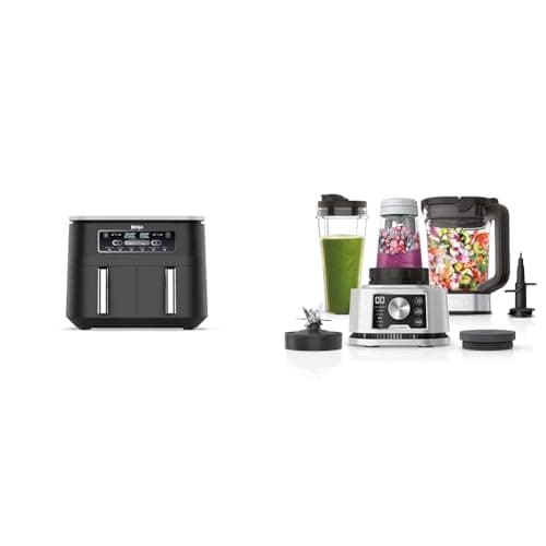 Ninja Foodi Dual Zone Digital Air Fryer, 2 Drawers, 7.6L, 6-in-1, Uses No Oil, Air Fry, Max Crisp & Foodi Power Nutri Blender 3-in-1, Blend Smoothie Bowls, Thick Spreads & Frozen Drinks
