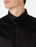 Armani Exchange Herren Stretch Satin Slim Freizeithemd, Schwarz, S - 4