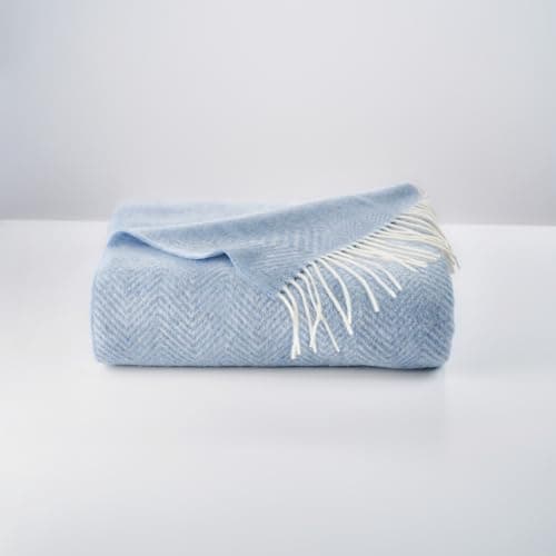 Moe Ridne Merino Wool blend Blanket for King Size Double Bed Light Blue, Large Wool Sofa Throw in Pacific Ocan Blue | Oeko-Tex Standard 100 certified | 55x79” 140 X 200cm