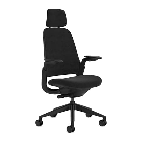 Steelcase Series 1, Silla de Oficina ergonómica con sujeción Lumbar, Brazos 4D y reposa Cabeza Regulables, Respaldo de Malla Ónix