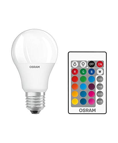 Osram Star+ RGBW LED Lamp with E27 Socket, RGB Colours Changeable by Remote Control, 9 W, Classic Bulb Shape, Replacement for 60 W Bulb, Matte, LED Retrofit RGBW Lamps with Remote Control, Double Pack