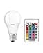 Osram Star+ RGBW LED Lamp with E27 Socket, RGB Colours Changeable by Remote Control, 9 W, Classic Bulb Shape, Replacement for 60 W Bulb, Matte, LED Retrofit RGBW Lamps with Remote Control, Double Pack - 1