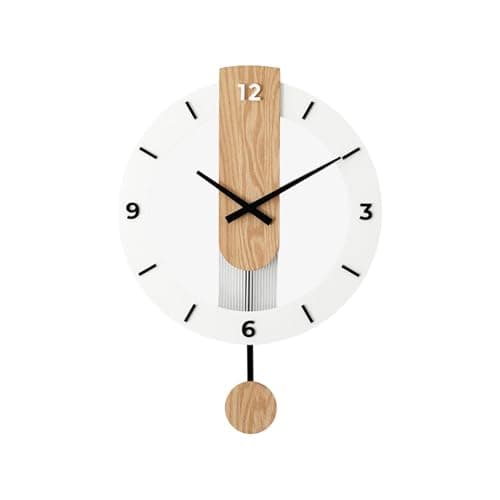 ZGUZMCMK Minimalist Wall Clock with, Modern Design in Wood And Glass, Easy Installation, Suitable for Study, Living Room, Office, Arabic Numerals