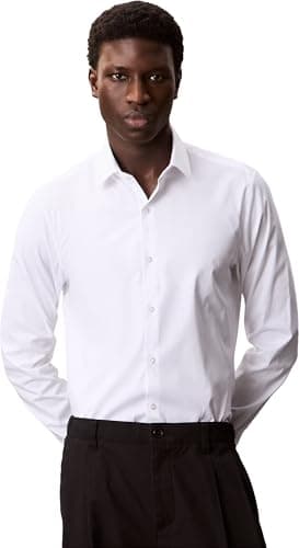 Calvin Klein Camicia da Uomo Slim ESNTL Poplin NOS STR SLD, Bianco (Bianco), XL