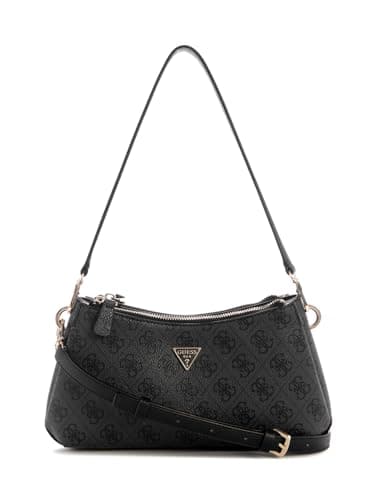 GUESS bolso de hombro bolso bandolera Noelle II Tri Compartment Shoulder Crossbody Bag Coal Logo negro