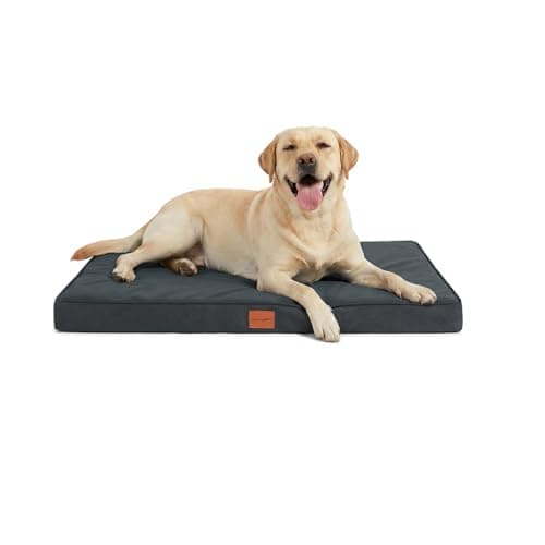 WAVVE Cama Perro Grande Ortopédica 104x69x7.6 cm, Colchon Perro Impermeable Lavable Desenfundable, Colchoneta Perro con Espuma De Caja De Huevos, Irrompible Dog Bed, Gris