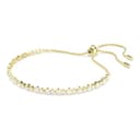 Swarovski Matrix Tennis Armband, Vergoldetes Cupchain-Armband mit Weißen Kristallen und Kugelschiebeverschluss, Armbandlänge: 12-24 cm, Armbandbreite: 0.2 cm - 2