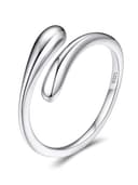 Bestyle Anillo de Plata de Ley 925 con Gotas de Agua - Anillos Ajustable Abierto con Piedra de Nacimiento para Compromiso y Boda Alianzas - 1