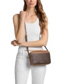 Michael Kors Jet Set Travel Large Signature Logo Camera Crossbody Bag Brown - 2
