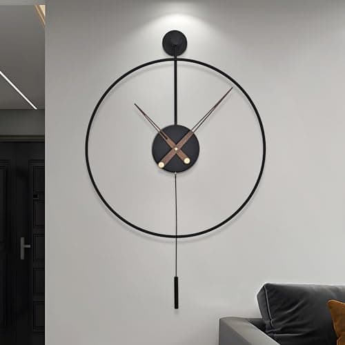 Grande orologio da parete moderno a pendolo per soggiorno, cucina, ufficio, camera da letto, design minimalista, funzionamento a batteria, orologio rotondo in metallo, decorazione per la casa, 60 cm
