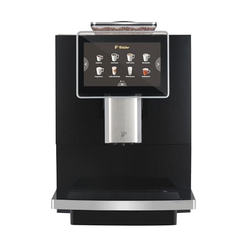 Tchibo Office Kaffeevollautomat mit Wasserfilter, Keramikmahlwerk, Farb-Touchdisplay, 1500 Watt, cremige Milchschaumfunktion, 2 L Wassertank, 30 Tassen am Tag, Schwarz