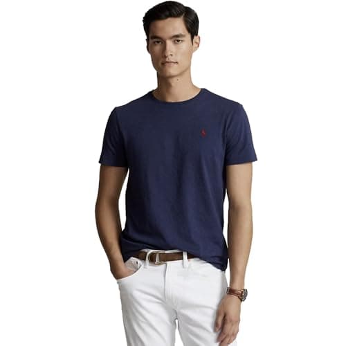 Ralph Lauren Camiseta de Punto Custom Slim Fit (FR/ES, Letras, M, Regular, Regular, Ink)