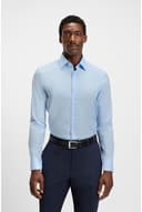 BOSS Herren H-HANK-C1-214 Slim-Fit Hemd aus elastischer Baumwoll-Popeline mit bügelleichtem Finish Hellblau 42 - 4