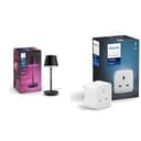Philips Hue Go Smart Portable Table Lamp [Downlight - Black] White & Colour Ambiance LED & Smart Plug for Smart Home Automation. Works with Alexa, Google Assistant and Apple Homek - 1