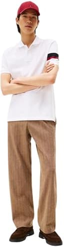 Tommy Hilfiger Polo de Manga Corta Hombre Sleeve Tape Regular Fit, Blanco (White), L - 5