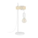 EGLO Table Lamp Townshend, 1 Bulb Vintage Table Light in Industrial Design, Retro Lamp, Bedside Lamp Made of Steel and Wood, Colour: White, Brown, Socket: E27, incl. Switch - 1