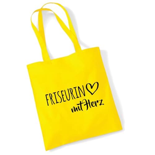 huuraa borsa di cotone Friseurin mit Herz Borsa regalo in tessuto giallo 10 litri cotone Friseurin mit Herz souvenir