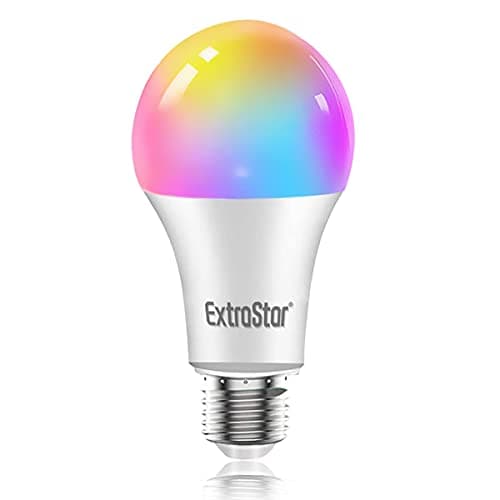 EXTRASTAR Bombilla Alexa LED Intelligente E27, 15W, 1400lm, Regulable Multicolor + Luz Cálida o Blanca, 16 Millones de Colores, Funciona con Alexa y Google Home, 1 Pack