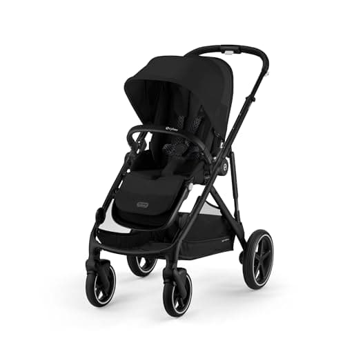 CYBEX Cochecito dorado GAZELLE S, Desde el nacimiento hasta los 4 años aprox., Máx. 22 kg (modo individual) / 2x 22 kg (modo Dúo), Sistema todo en 1 con 20+ configuraciones, Moon Black