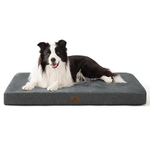 Bedsure Cuscino per cani in memory foam, tappetino per cani, misura grande, ortopedico, materasso per cani, lavabile e antiscivolo, letto per cani interno, grigio, 89 x 56 x 8 cm