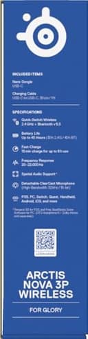 SteelSeries Arctis Nova 3P Wireless - PS5 Headset & PC Gaming Headset – App-Steuerung – 40 Std. Akku – Neodym-Magnet-Treiber – 2,4 GHz/Bluetooth – Abnehmbares Mikrofon – Für PS5, PC, Switch - Schwarz - 17