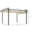 Outsunny 3 x 4m Pergola with Retractable Roof Canopy, Aluminium Frame Garden Gazebo Outdoor Sun Shade Shelter for Grill, Patio, Deck, Khaki - 8