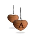 Rienco | Portachiavi cuore, legno ciliegio, Lettera A, 3x2,5 cm | Incisione laser artigianale, leggero, moderno | Charm personalizzato made in Italy - 1