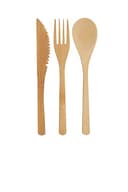 KitchenCraft Natural Elements Travel Cutlery Set, Reusable and Biodegradable Bamboo Knife, Fork and Spoon in Fabric Pouch - 4