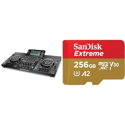 Denon DJ SC LIVE 4 - Standalone DJ-Controller & SanDisk Extreme microSDXC UHS-I memory card 256 GB + Adapter