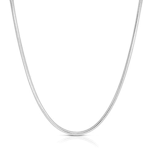 ARGENTO REALE 925 Sterling Silver Necklace 2MM-5MM Snake Chain Necklace, Round Flexible Italian Snake Chain Necklace 16-30, silver necklace made in italy, 71.12 cm, Metal