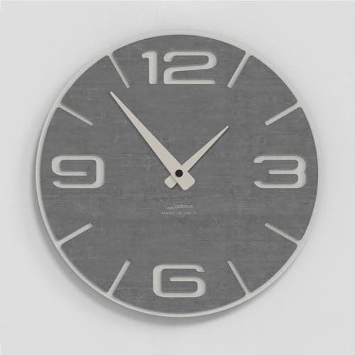 Giallobus - Reloj premium - Simple relief - Madera de MDF - Premium 45x45cm - n.03 Grey wood - Artesano Made in Italy - Silencioso - Idea de regalo - Doble nivel moderno