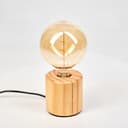 HOFSTEIN Argea Table Lamp, Wooden Table Lamp in Natural/Black, Modern Light in Scandinavian/Boho Design, Switch on Cable, Height 10 cm, E27, Living Room, Bedroom, Dining Room, Hallway, Office - 9