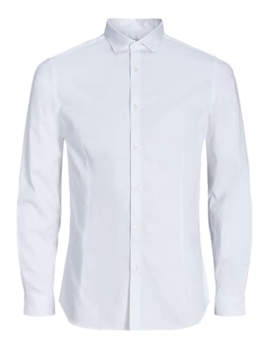JACK & JONES Herren Freizeit Hemd JJPRPARMA Slim Fit Weiss Blau Schwarz XS-XXL, Größe:XS, Farbe:White SUPER Slim 12097662