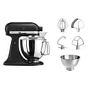 KitchenAid Batidora amasadora - Artisan - Robot de Cocina con Cabezal Inclinable - Amasadora con 5 Accesorios - Batidora de repostería con 2 boles de Acero Inoxidable - 4,8 L y 3 L- Negro - 3