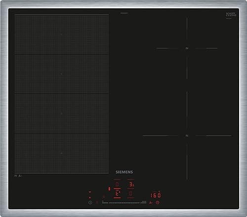 Siemens EX645HEC1E, iQ700, Placa de inducción inteligente, 60 cm, negro, con marco, varioinducción, TouchSlider, sensor de asado Pro, sin riesgo de quemaduras