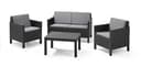 Allibert by Keter Chicago 4 Seater Rattan Lounge Outdoor Garden Furniture Set - Graphite with Grey Cushions - 1