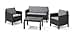 Allibert by Keter Chicago 4 Seater Rattan Lounge Outdoor Garden Furniture Set - Graphite with Grey Cushions - 1