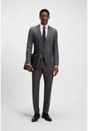 BOSS Herren H-HANK-C1-214 Slim-Fit Hemd aus elastischer Baumwoll-Popeline mit bügelleichtem Finish Weiß 38 - 2