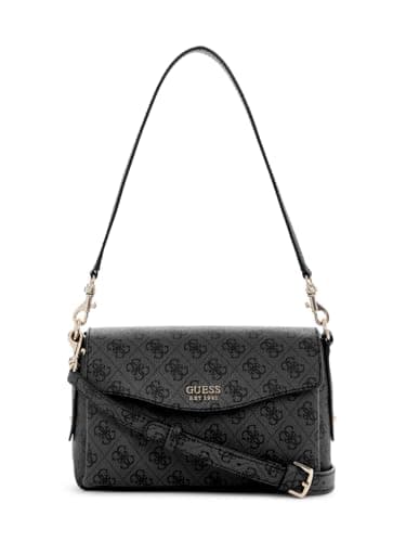 GUESS Brenton Flap Shoulder Bag Coal Logo