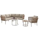 Kebnor Gartenlounge-Set für 5-6 Personen,Großes Outdoor Sofa Set, 6-teiliges PE-Rattan Sitzgruppe mit wasserfester Sitzbank und Kissenset, Modulares Ecksofa Set für Terrasse Balkon (Beige) - 8