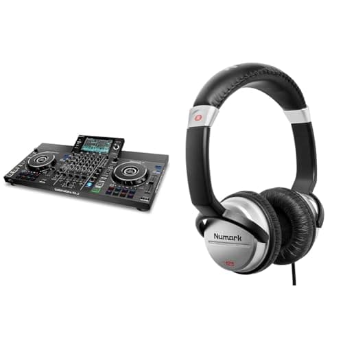 Denon DJ SC LIVE 4 - Standalone DJ Controller, 4-Channel Mixer, Amazon Music Unlimited Streaming & Numark HF125 - Ultra-Portable Professional DJ Headphones with 6 ft Cable, 40 mm Drivers