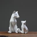 Leisurealeaneag Nordische geometrische Skulptur Fuchs Statue für Ornamente Desktop Schlafzimmer Wohnen Große Größe, Weiß - 2