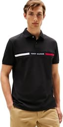 Tommy Hilfiger Polo de Manga Corta Hombre Chest Insert Regular Fit, Negro (Black), XXL - 1